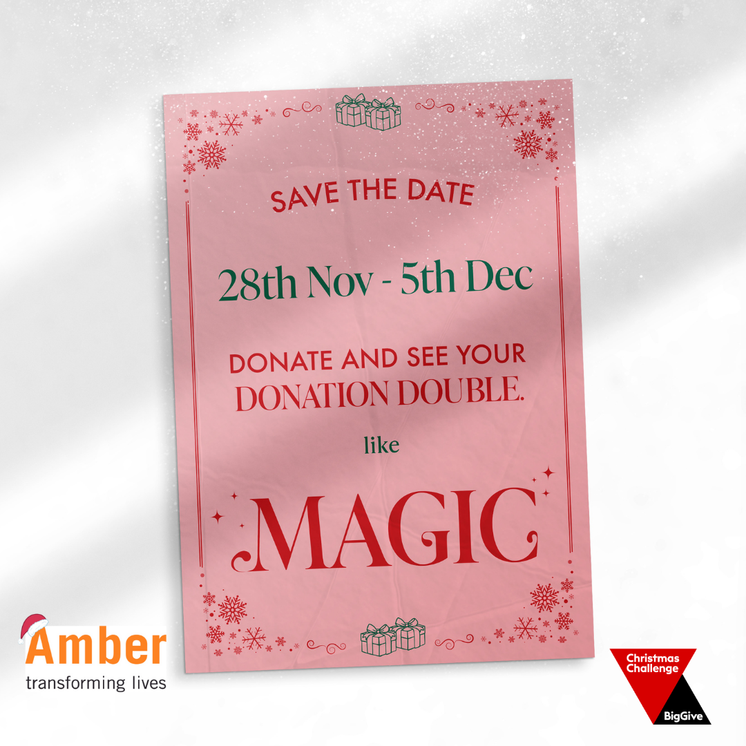 Big Give announcement image. Leaflets with the words Save the Date 28th Nov - 5th Dec. Donate to see your donation double like magic